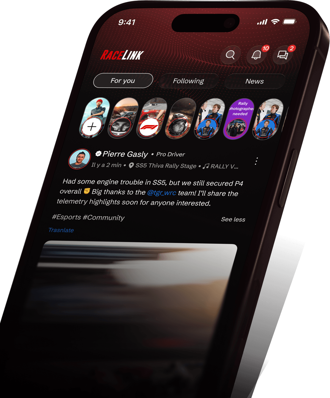 RaceLink app on iPhone